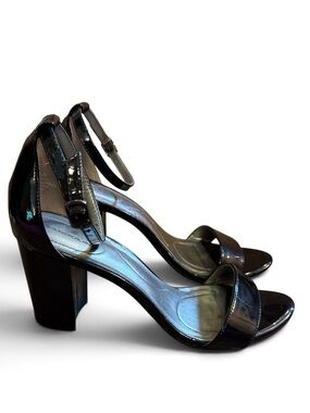 BANDOLINO ARMORY Patent BLACK Block Heel Dress Sandals 8.5
